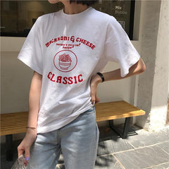 Sale Cute Classic Recipe Print Summer Cotton T-Shirt