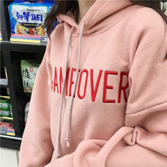 Verkauf Gameover Rosa Warme Fleece Übergroßen Hoodie