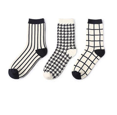 Sale Geometric Printing Checkered Striped Socks