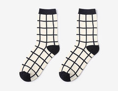 Sale Geometric Printing Checkered Striped Socks