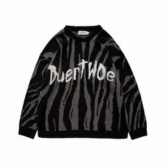 Suéter gris extragrande con estampado de letras estéticas grunge en oferta