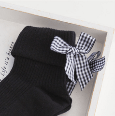 Sale Heel Back Plaid Ribbon Bow Poppy Socks