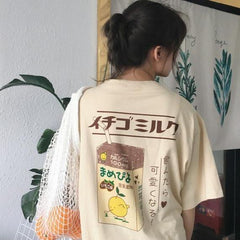 Sale Juicy Lemonade Back Print Pink Oversized Aesthetic Kawaii T-Shirt