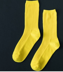 Sale Kawaii Basic Ribbed Bright Solid Colors Socks