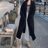 Sale Knit Pockets Oversized Frilled Long Cardigan