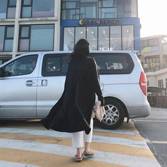 Cárdigan largo extragrande con volantes y bolsillos de punto en oferta