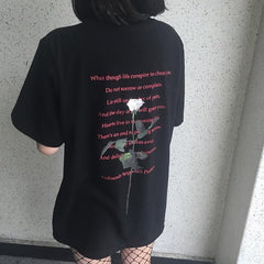 Sale Poetry Rose Print Cotton Tshirt