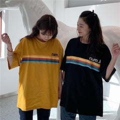 Sale Rainbow Print Vintage Tumblr Aesthetic Loose T-Shirt
