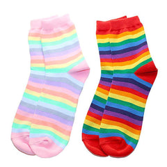 Sale Soft Pale Pastel Stripes Rainbow Kawaii Ankle Socks
