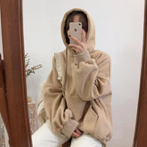 Sale Solid Colors Loose Long Sleeved Hooded Sweatshirt