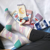 Sale Sweet Moon Strawberry Embroidery Cotton Socks