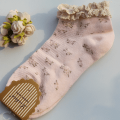 Sale Vintage Floral Curly Edge Lolita Socks