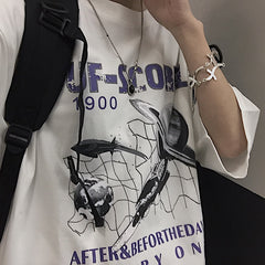 Sale White Space Aesthetic Graphic Loose T-Shirt