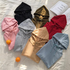 Übergroßer Kapuzenpullover mit langen Ärmeln und Fronttasche in sieben Farben