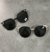 Sharp Metallic Corner Black Shades Sunglasses