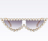 Shiny Elegant Metallic Frame Diamond Sunglasses