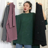 Shiny Oversized Solid Colors Round Neck T-Shirt