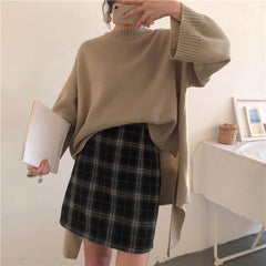 Falda corta con cremallera a cuadros escoceses