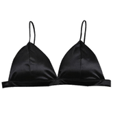 Silk Triangle Black White Bra