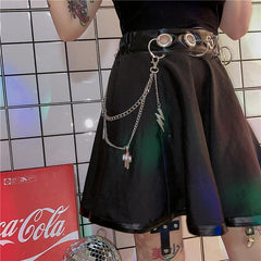 Cadenas de cintura de moda urbana con diseño de mariposas plateadas y relámpagos