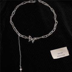 Collar de cadena Tumblr con colgante de mariposa de plata