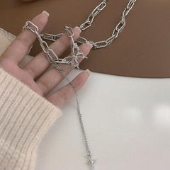 Collar de cadena Tumblr con colgante de mariposa de plata