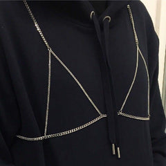 Silver Chest Elegant Vintage Thin Chain Necklace Bra