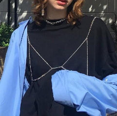 Silver Chest Elegant Vintage Thin Chain Necklace Bra