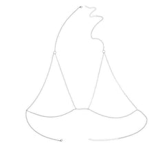 Silver Chest Elegant Vintage Thin Chain Necklace Bra