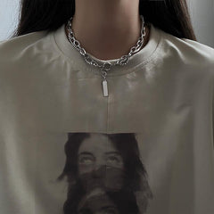 Collar con colgante de cadena de doble diamante de imitación de plata