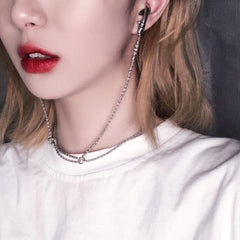 Collar de hilo fino con auriculares de plata