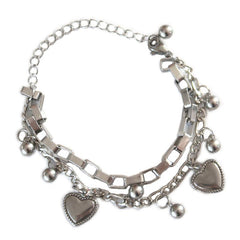 Pulsera de cadena con diseño grunge de corazón plateado