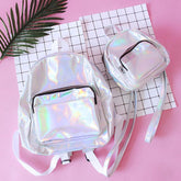 Silver Holographic Laser Two Types Zipper Backpack