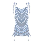 Silver Holographic Petite Clothing Strap Mini Dress