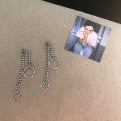 Silver Metal Chains Circles Stud Earrings