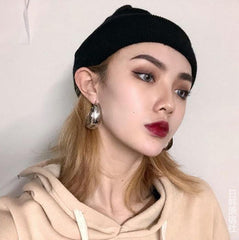 Silver Thick Tube Hoops Earrings