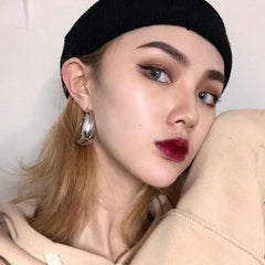 Silver Thick Tube Hoops Earrings