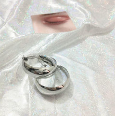 Silver Thick Tube Hoops Earrings