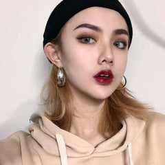 Silver Thick Tube Hoops Earrings