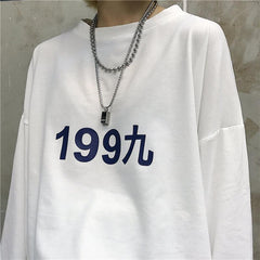 Simple Digital Printing Long Sleeve Oversized T-Shirt