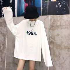 Simple Digital Printing Long Sleeve Oversized T-Shirt