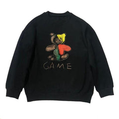 Simple Hand Drawn Art Print Loose Pink Black Sweatshirt