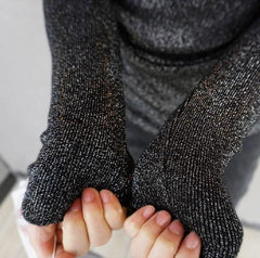 Slim Shiny Niddle Knit High Neck Long Sleeve Blouse Shirt