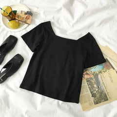 Slim Summer Light Cutout Neck T-Shirt