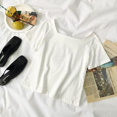 Slim Summer Light Cutout Neck T-Shirt