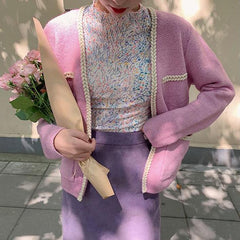 Small Flowers Painting Transparent Gauze Long Sleeve