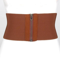 Cinturón elegante básico elástico con cremallera frontal pequeña