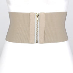 Cinturón elegante básico elástico con cremallera frontal pequeña