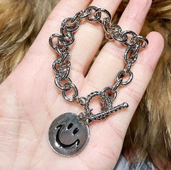 Smile Face Cute Silver Chain Neckale Bracelet