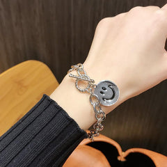 Smile Face Cute Silver Chain Neckale Bracelet